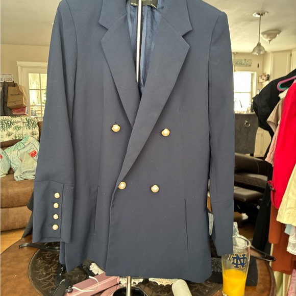 Sold Zara Elegant Blue Blazer with Gold Accents - Picture 5 of 6